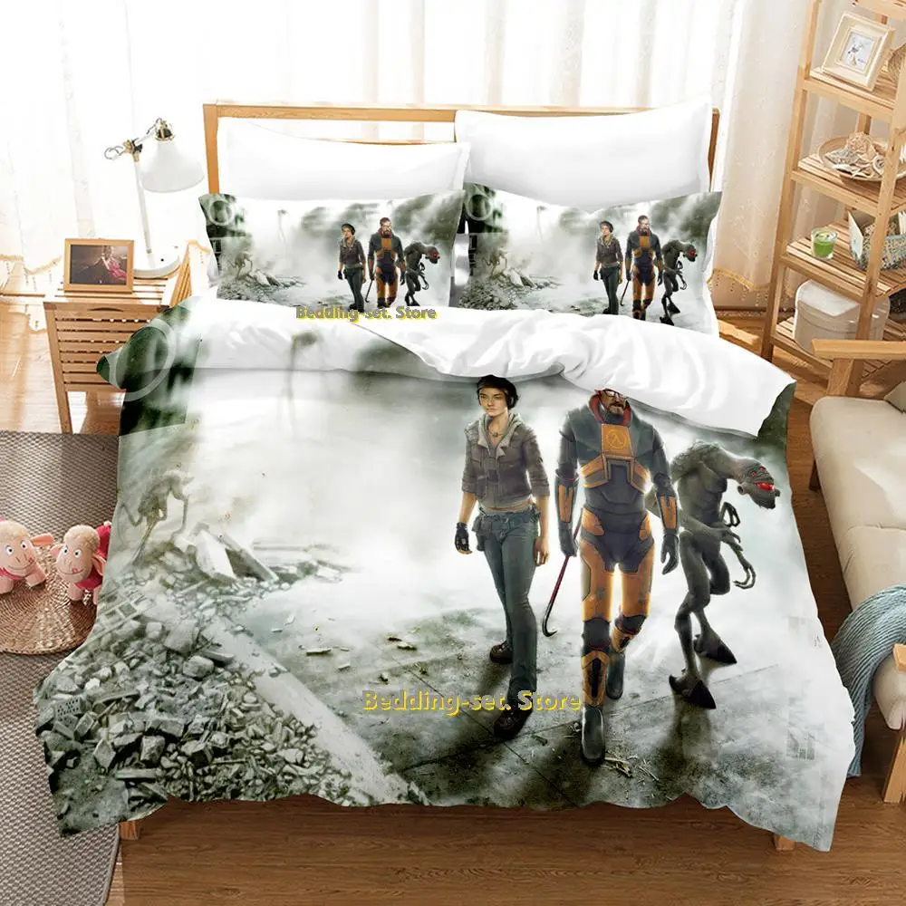 Game Half Life Bedding Set Single Twin Full Queen King Size Bed Set Adult Kid Bedroom Duvetcover Sets Anime Bed Sheet Set