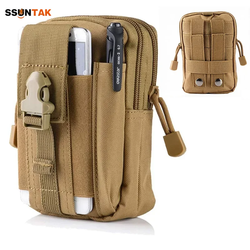

SSUNTAK Nylon Waist Pack Multifunctional Tactical Belt Bag Portable Tool Phone Pocket for Outdoor Hiking Running Camping Travel