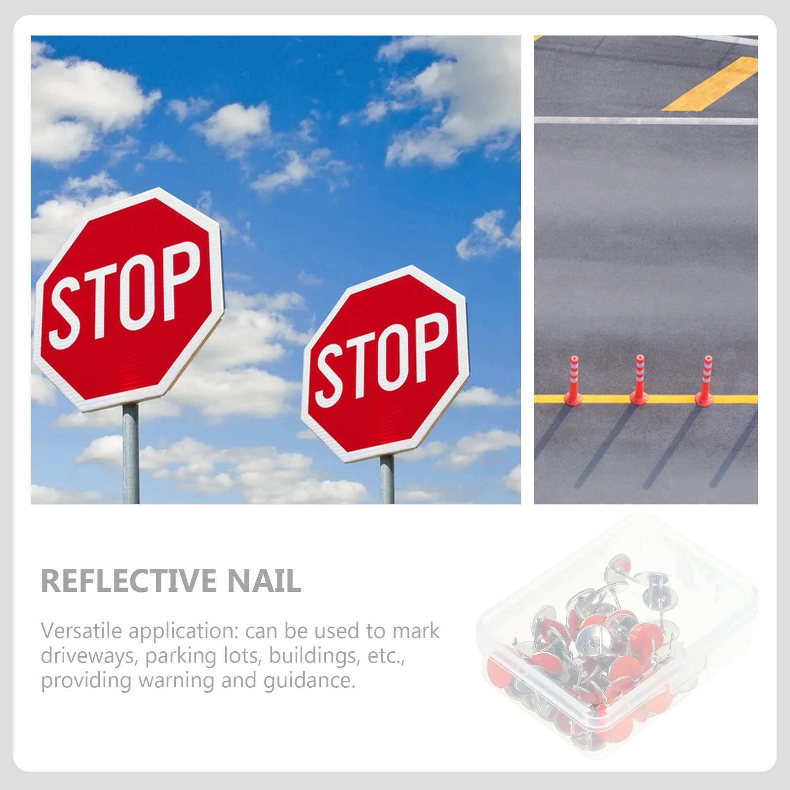 2 boîtes de punaises réfléchissantes pour sentier, clous métalliques durables, installation facile, haute visibilité, marqueurs de Parking pour allée extérieure