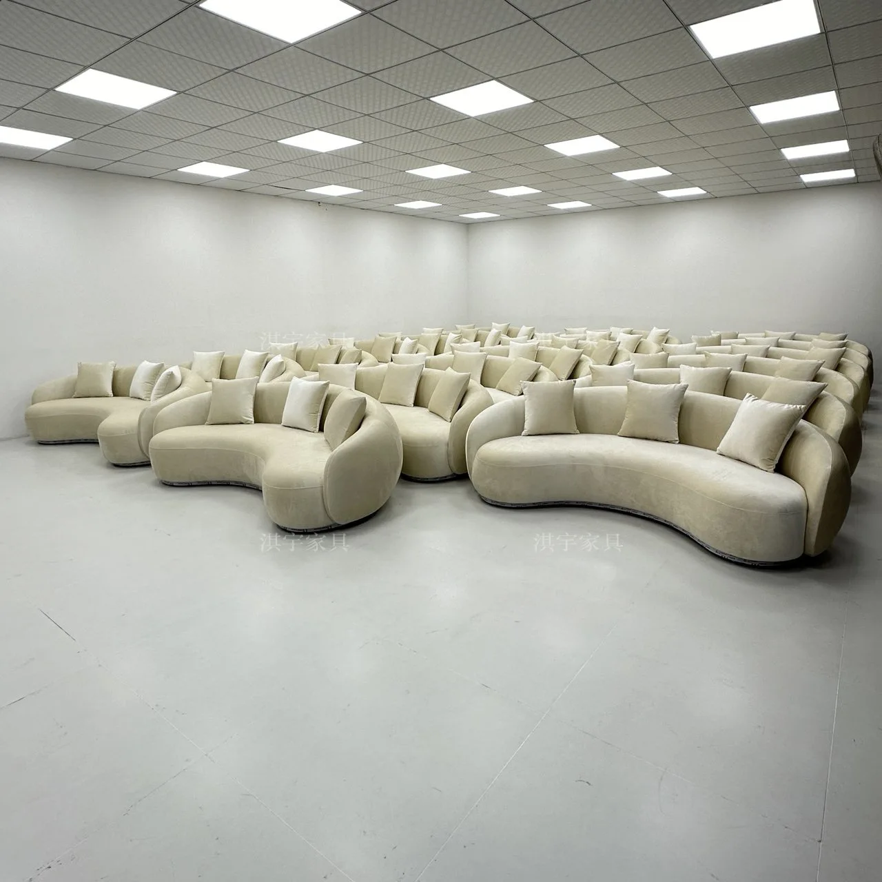 Nordic Cream Style Curved Sofa Living Room Modern Simple Cashew Fabric Sofa Custom Source Factory Direct Sales