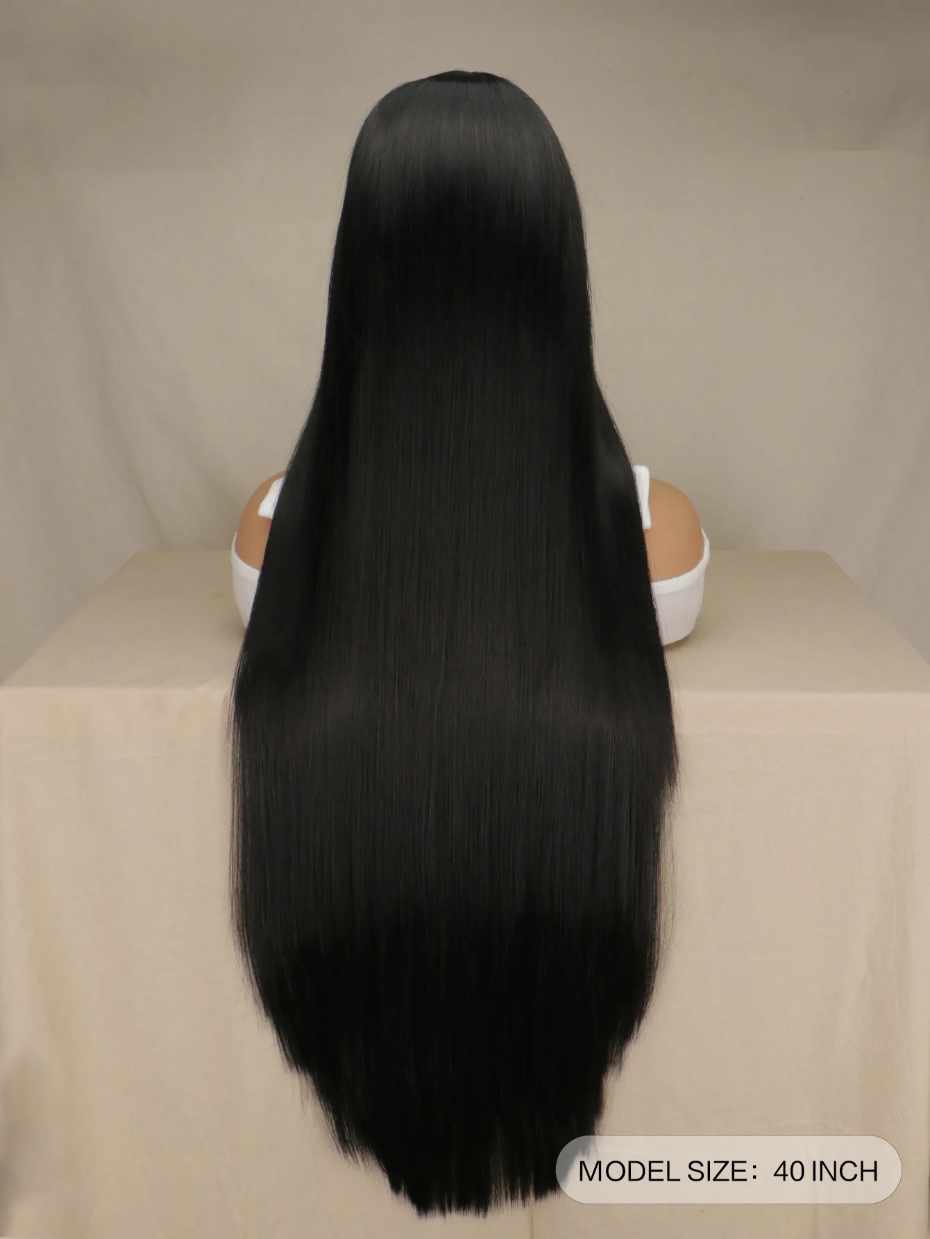40 "lungo rettilineo nero con riga centrale costume cosplay e parrucca quotidiana ragazza Halloween cosplay festa parrucca nera lunga diritta da donna