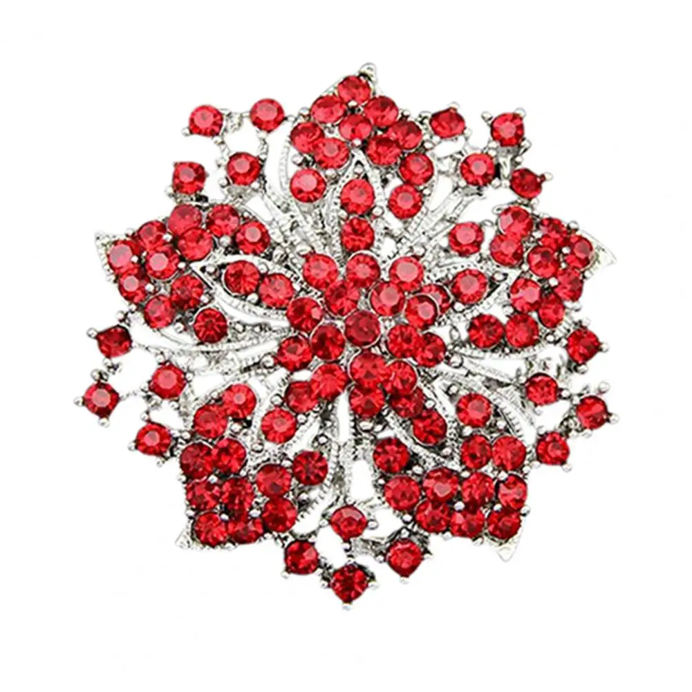 Hot Sales Brooch Pin Exquisite Anti-rust Silver Plated Rhinestone Round Blossom Flower Breastpin for Dating