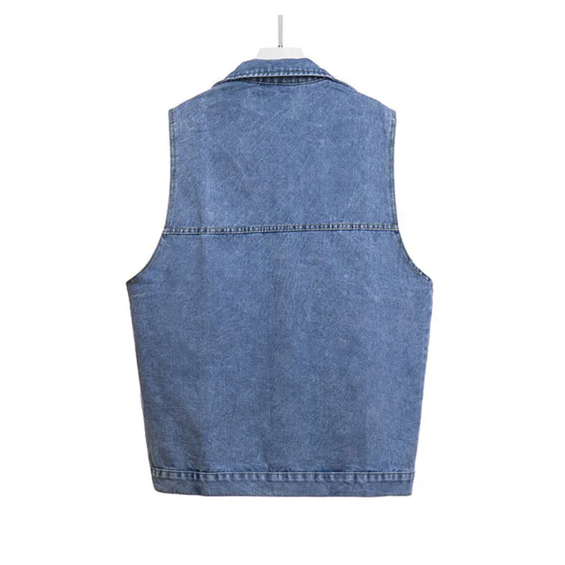 Single breasted Women\'s Denim Vest Jacket 2025 Spring New Korean Loose Sleeveless Jeans Outwear Casual Female Waistcoats Tops