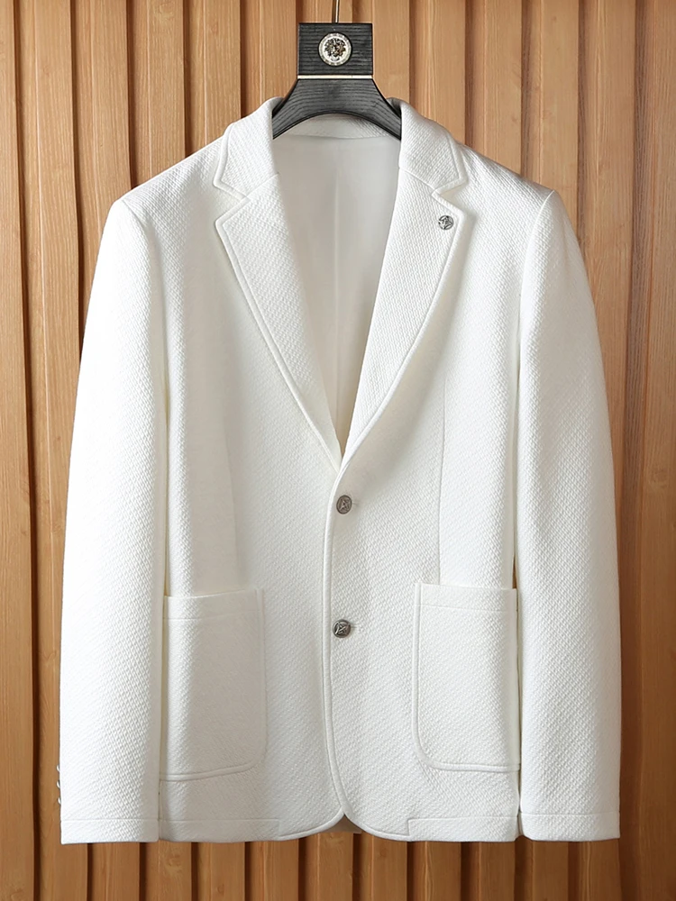 

Comfortable Men's White Casual Busin Suit Jaet Autumn New Arrival Two Button Single Row Ele Coat
