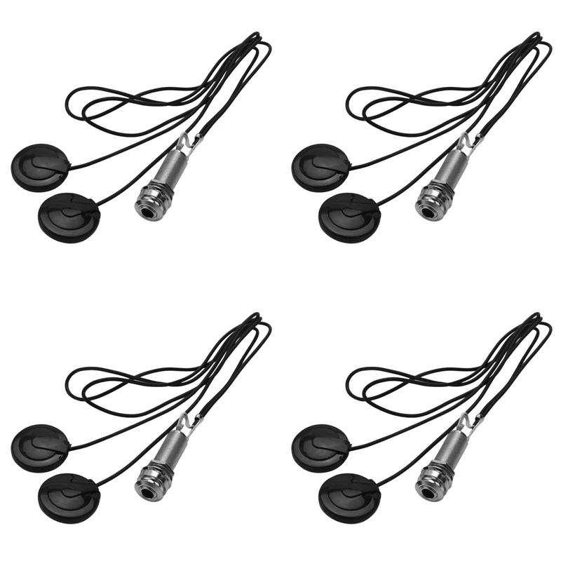 4Pcs 21-INCHES Wire Length 1/4 Inch Output Jack 2 In 1 Piezo Pickup Disc Transducer For Guitar Violin (With Cover)