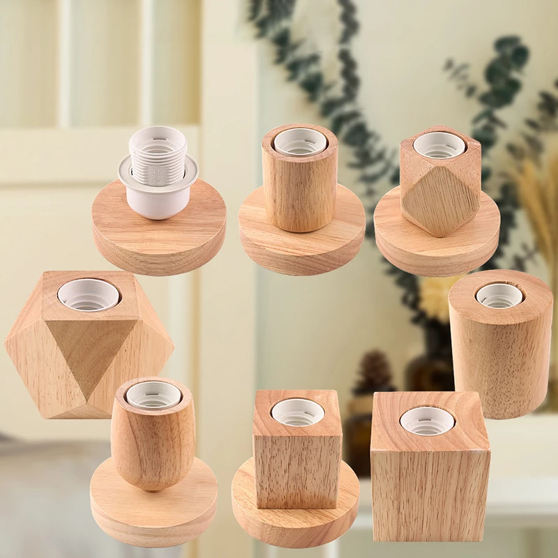 Vintage Wooden Table Lamp E27 Socket Vintage Table Lamp Base Wooden Base Table Lamp 220V Bedside Lamp Decoration