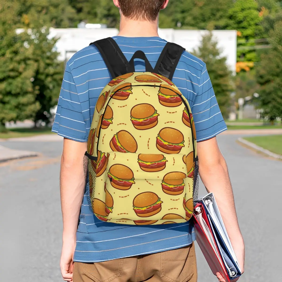 Burger Pattern Backpack Student BookBag Men Women School Bag Computer Shoulder Bags