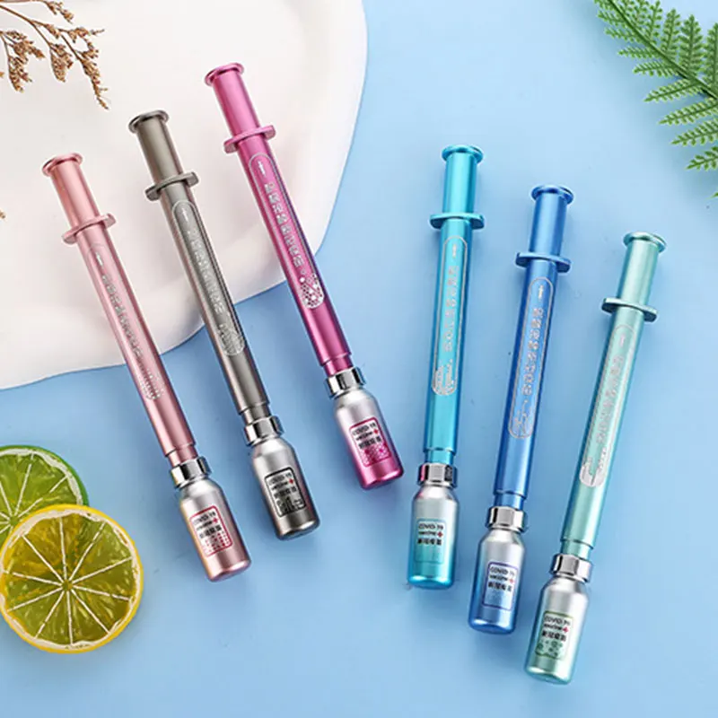 

20Pcs Luminous Vaccine Shaped Gel Pens Syringe Modelling Neutral Pen Signature Pens Students Nurse Gift Stationery