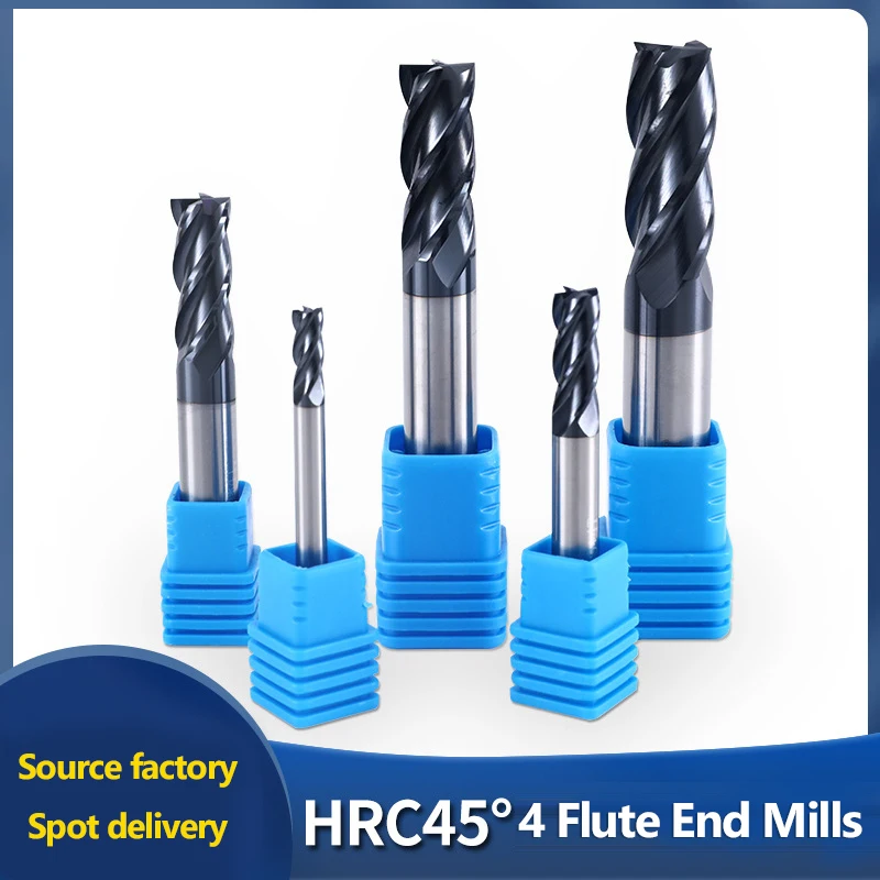 Carbide End Mills Tungsten Steel 4 Flute Milling Cutter HRC50 1,2,3,4,5, 6,8,10,12 13 14 15 16 18 20mm Metal Cutter Milling Tool