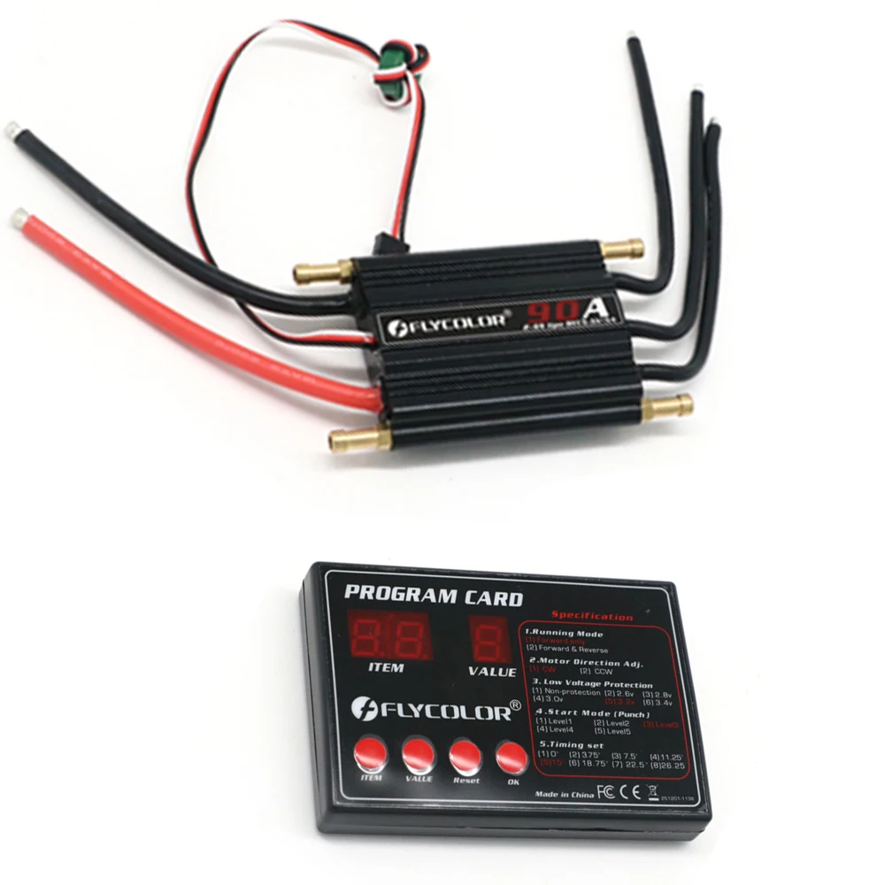 Flycolor Brushless ESC Speed Controller 50A 70A 90A 120A 150A with Progaming Card Support 2-6S Lipo BEC 5.5V/5A for RC Boat