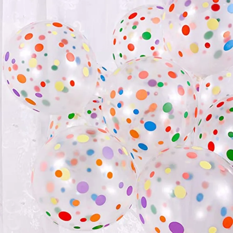 

50 Pieces Polka Dot Balloons, 12 Inch Rainbow Balloons, Clear Latex Balloon with Multicolor Dots for Women Men Colorful Birthda