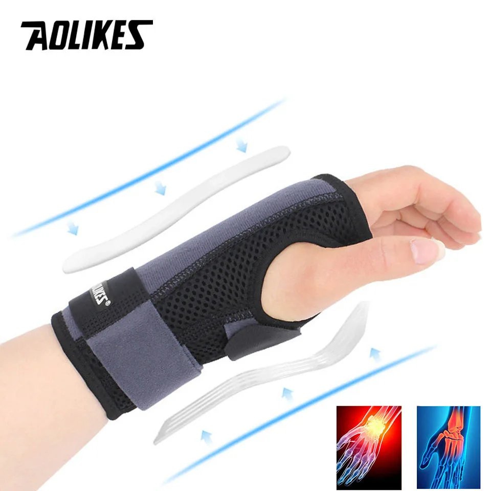 AOLIKES 1 szt. Orteza nadgarstka stabilizator nadgarstka z szynami, podpórka pod rękę na zapalenie stawów nadgarstka w tunelu nadgarstka odzyskiwanie skręcenia nadgarstka ulga w bólu