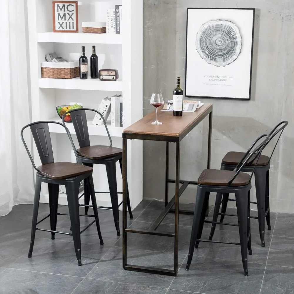 Swivel Metal Bar Stools Set of 4 Counter Height Stools Counter Bar Stools