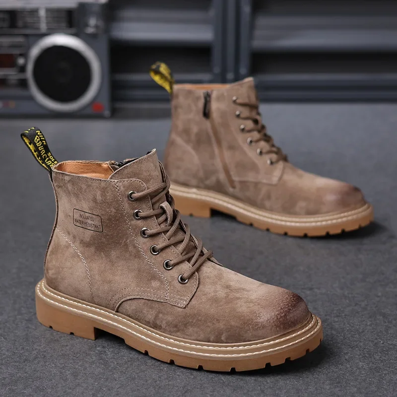 

Men's Classic Retro Work Boots Suede Genuine Leather Mens Fashion Ankle Boot Desert Boots Men High-top Casual Shoes New