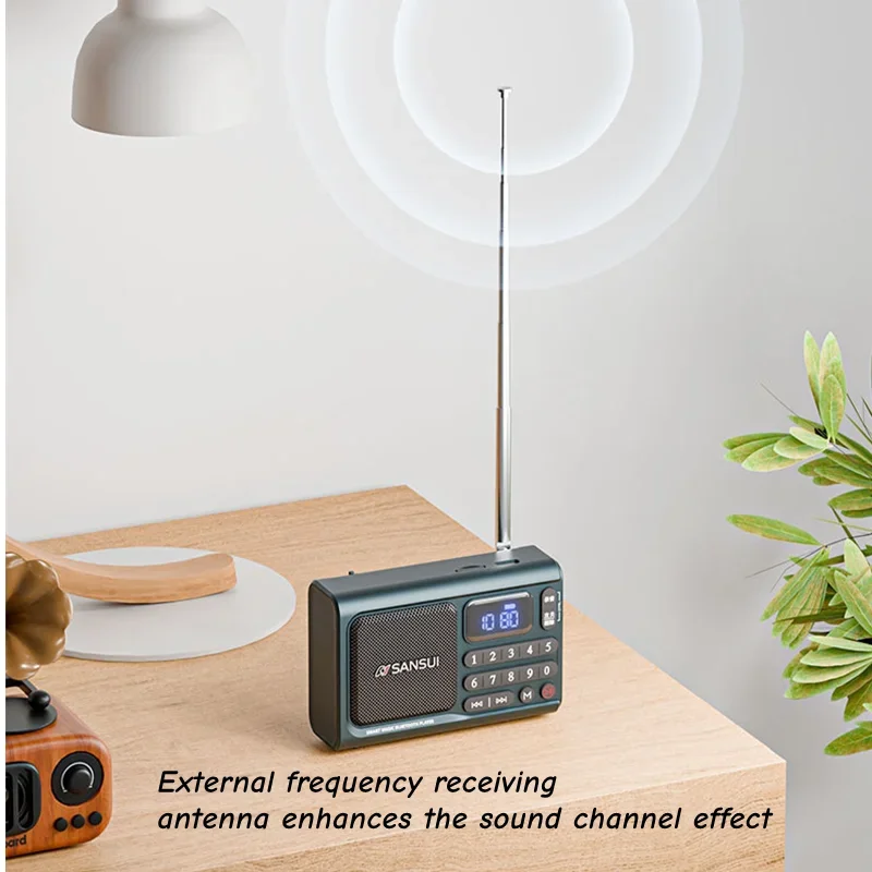 Sansui Mini Krachtige Bluetooth Speaker Recorder Zware Bas Soundbar Hifi Lossless Muziekspeler Ondersteuning FM TF Card U Disk Walkman
