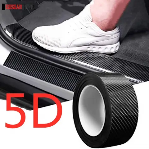 Car Door Sill Protector Carbon Fiber Wrap Film 5D Gloss