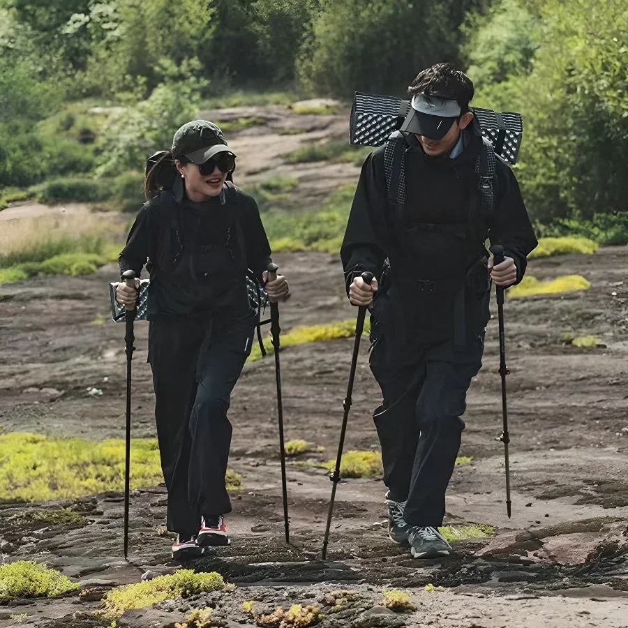 Bastón telescópico para caminar, bastón de trekking plegable, bastones de senderismo de aleación de aluminio ajustables, muleta de bastón plegable liviana