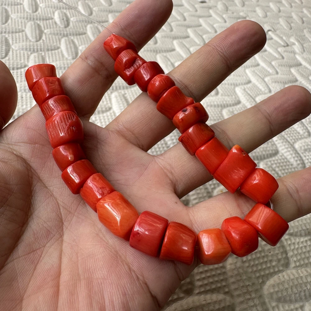 Wholesale 1of 8' Strand Natural Orangle Coral Tube Beads, 6-12mm Orange Sea Bamboo Coral Branch Beads for Jewelry Making