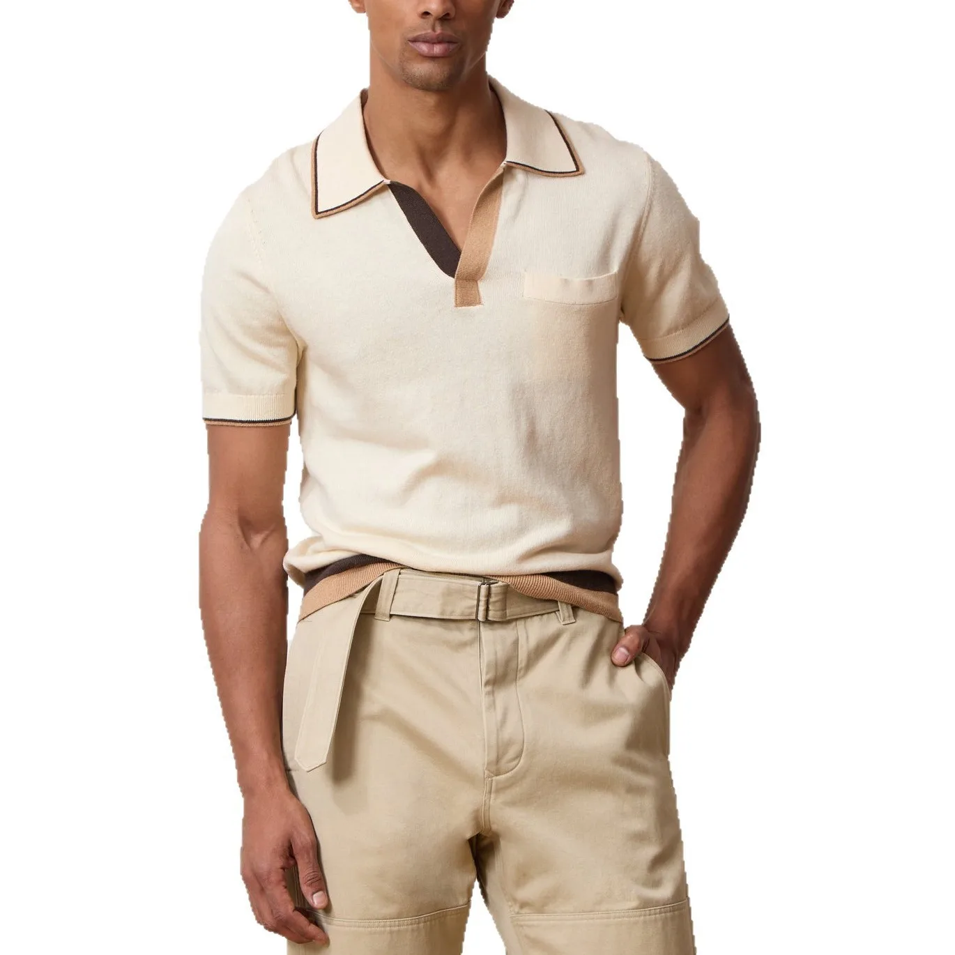 European American 2026 Men Color-coded Short Sleeve Turn-down Collar Simple Basic Daily Trendy Polo Shirts New Fashion Male Tops