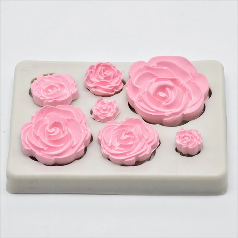 3d Rose Blume Silikon Fondant Schokoladen form Kuchen Dekoration Zucker Handwerk Form Dekorations werkzeuge Harzform