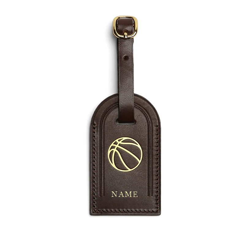 Personalized Custom Initial Leather Luggage Tags Bag Accessories High Quality Sport Element Embossing