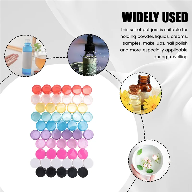 

SEWS-300 Pieces Plastic Pot Jars Empty Cosmetic Container With Lid For Creams Sample Make-Up Storage, 5 G, 10 Colors