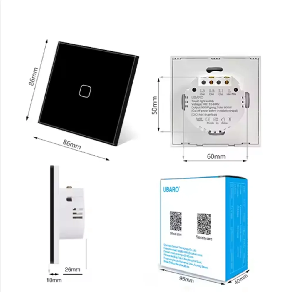 SIXWGH-interruptor de pared inteligente moderno, 1/2/3 entradas, vidrio templado ignífugo Total, interruptor de luz sensible al tacto, interruptores de Control remoto