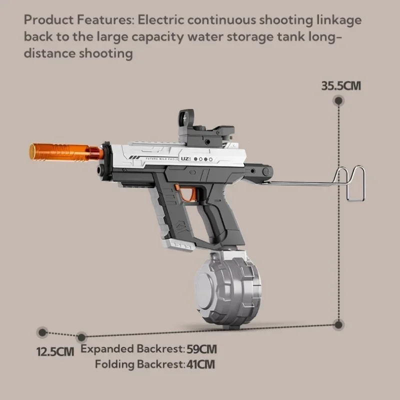 Uzi-dazzleカラフルなライト子供用水鉄砲、便利な水鉄砲、自動吸引、連続ショット、水戦争との戦い、男の子のおもちゃ、新しい、2022