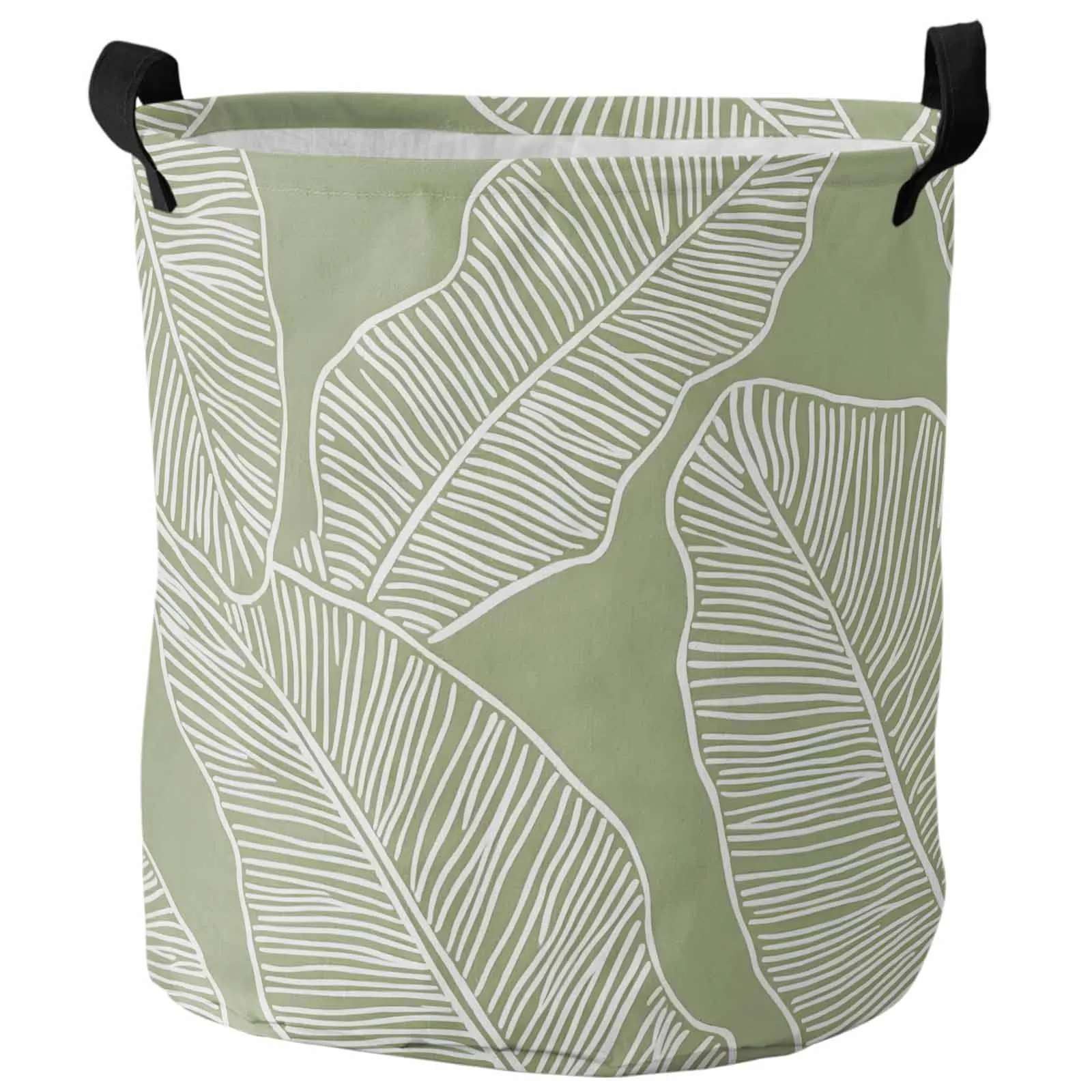 

Modernism Tropical Palm Leaf Plant Line Dirty Laundry Basket Foldable Waterproof Clothing Children Toy Storage Basket
