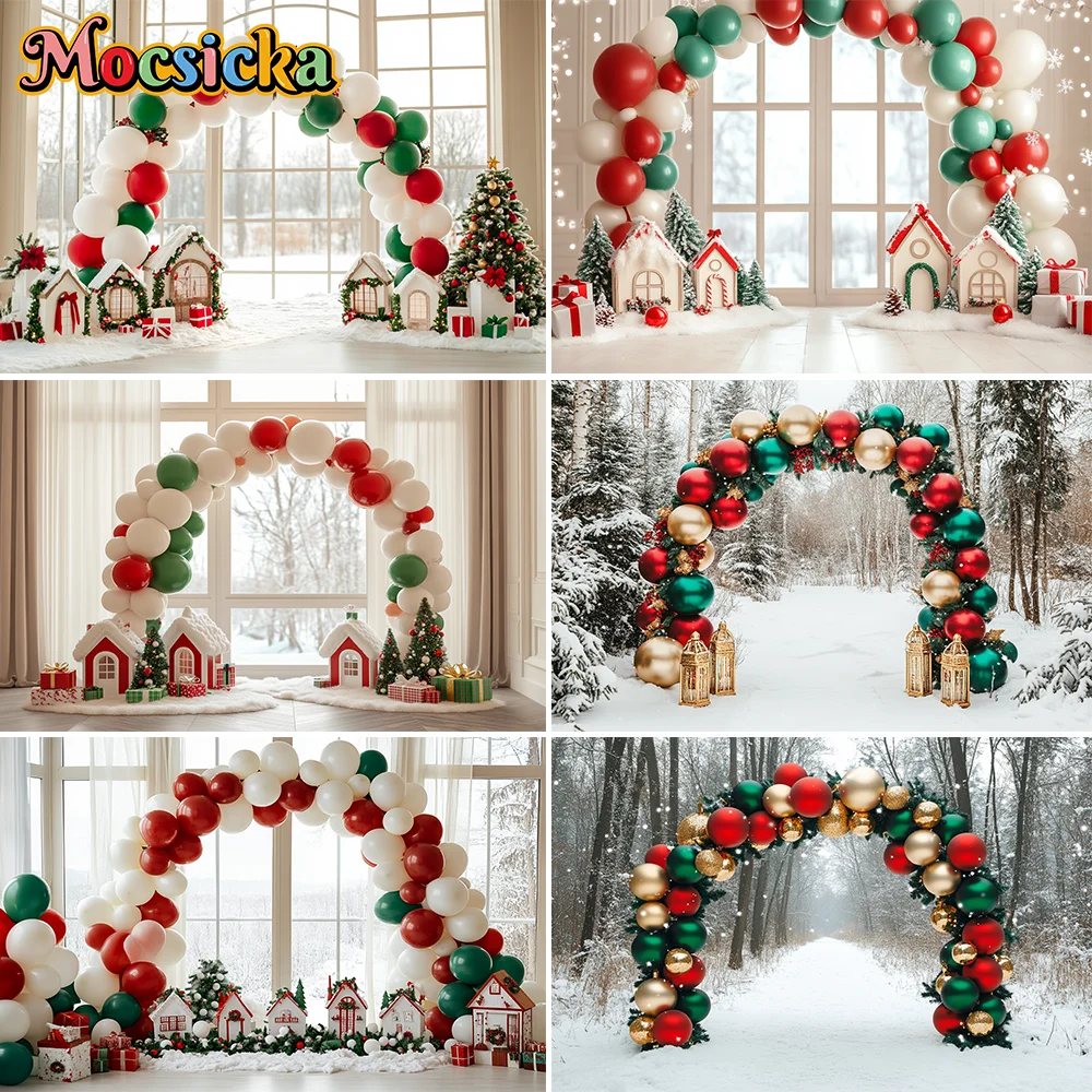 

Arch Adorned With Christmas Decorations Photography Backdrop Child Family Birthday Cake Smash Photocall Studio Backgrounds