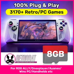 Retrobat 8GB Gaming TF Card Game Memory Card for ROG ALLY/Onexplayer/Ayaneo/Wins Handheld/PC Retro Game Console with 3170 Games