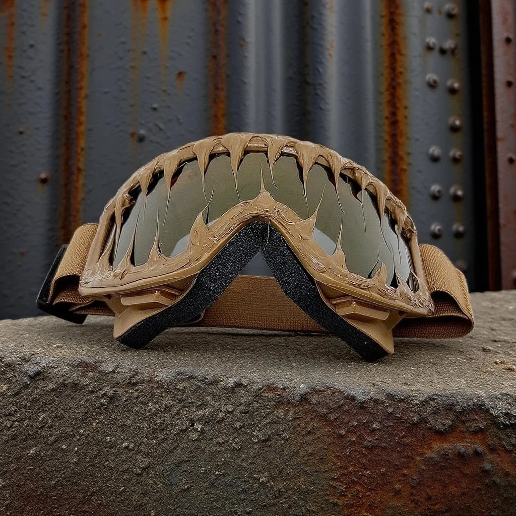 Dark Brown Wasteland Punk Style Drip Glue Goggles Sunglasses for Men Women Cool Unique Outdoor Windproof Tactical Party Shade
