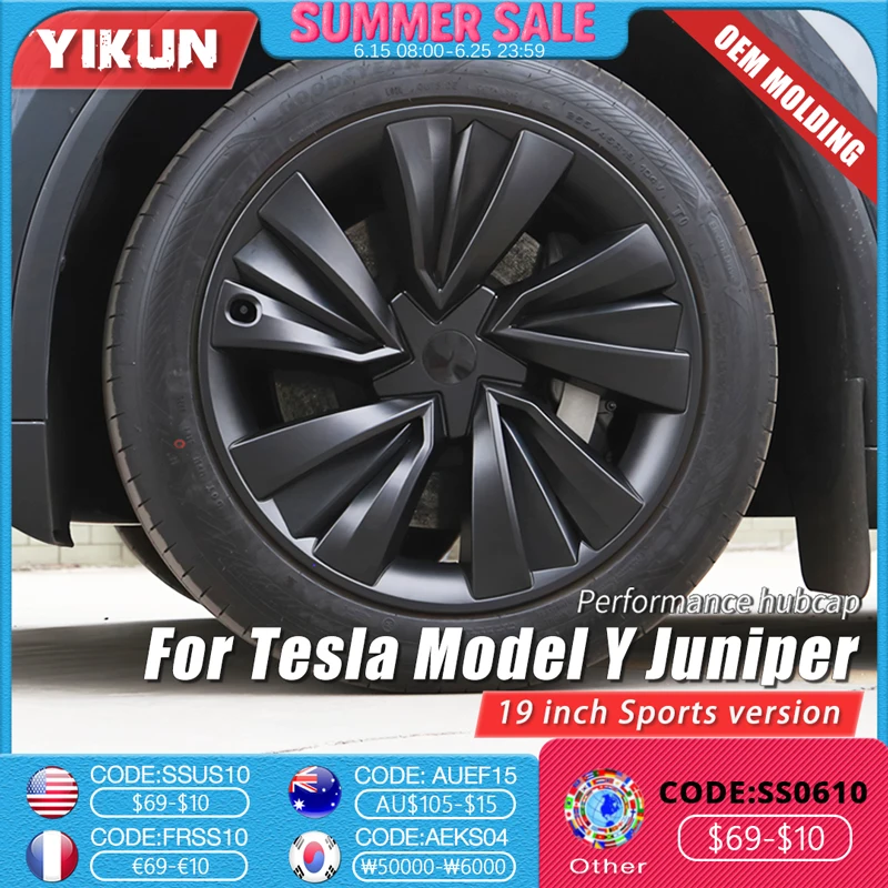 

4PCS Hub Cap 19 Inch for Tesla Model Y Juniper 19" Crossflow Wheels Cover Performance Replacement Full Rim Car Accessories 2025