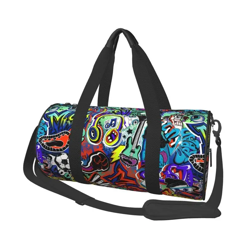 

Abstract Grunge Graffiti Guitar Music Gamepad Street Style Travel Duffel Bags Unisex Foldable Waterproof Yoga Gym Sports Bag