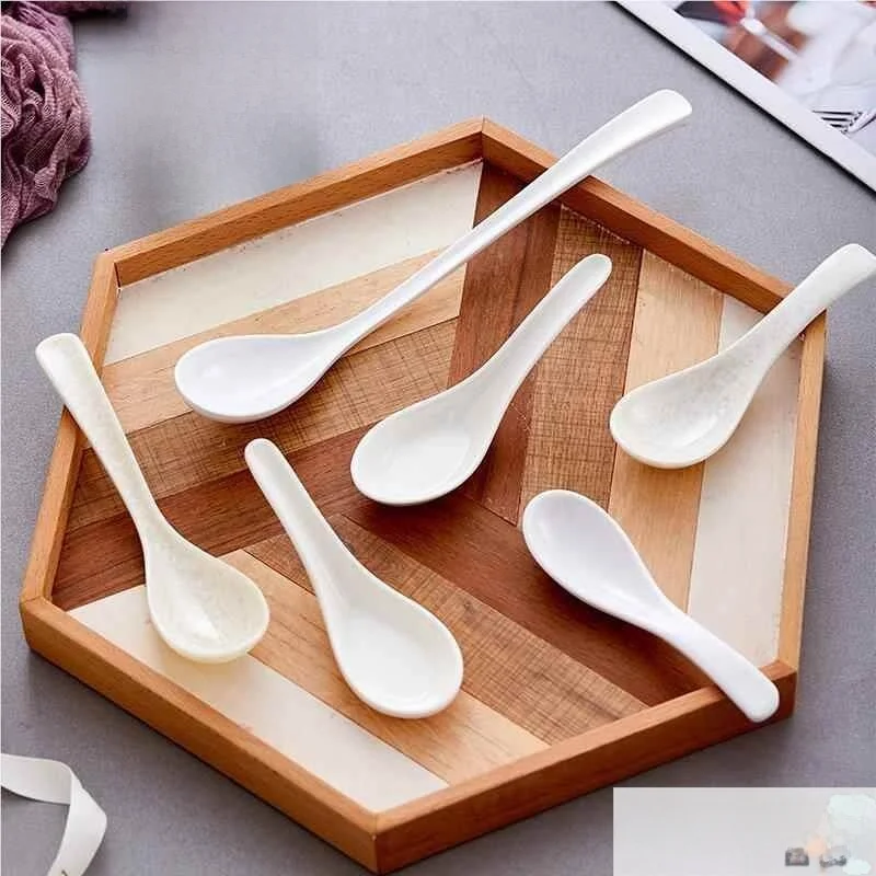 Commercially Rated Long-Handled Melamine Soup Spoon Restaurant Quality  Plastic with Hook Imitation Porcelain Twisted...