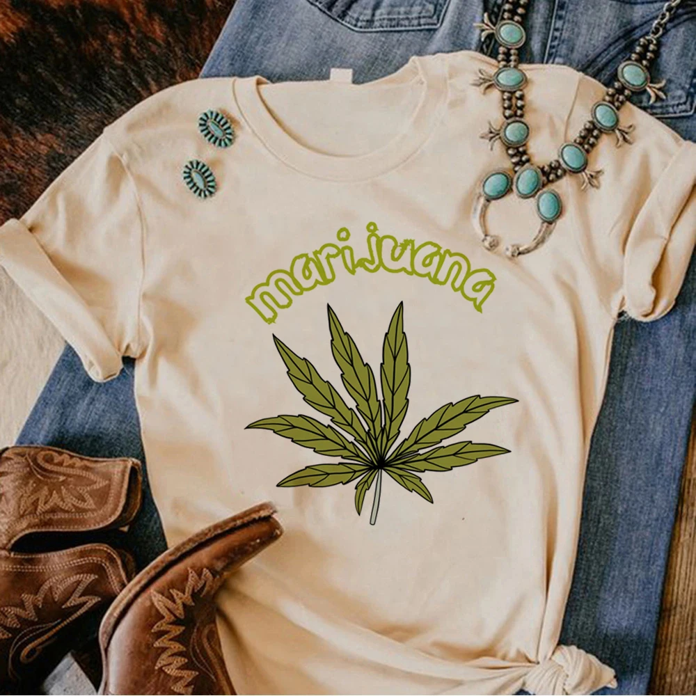 Weed Tee women Japanese manga Y2K t shirt female 2000s comic anime clothing