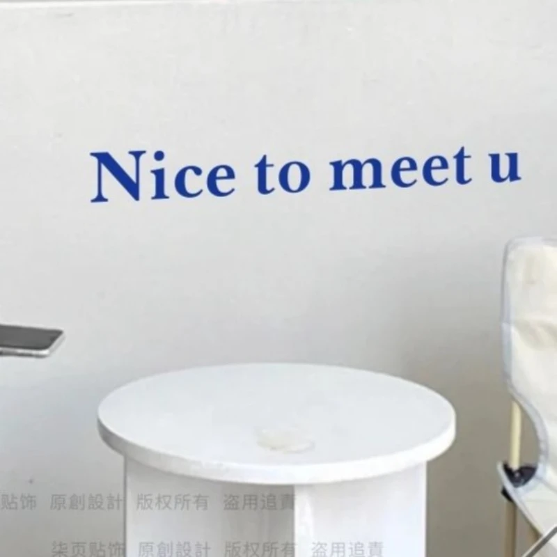 Nice To Meet U Wall Stickers Clothing Beauty Shop White Wall Mirrors Decoration English Letter Wall Stickers Glass Door Decor