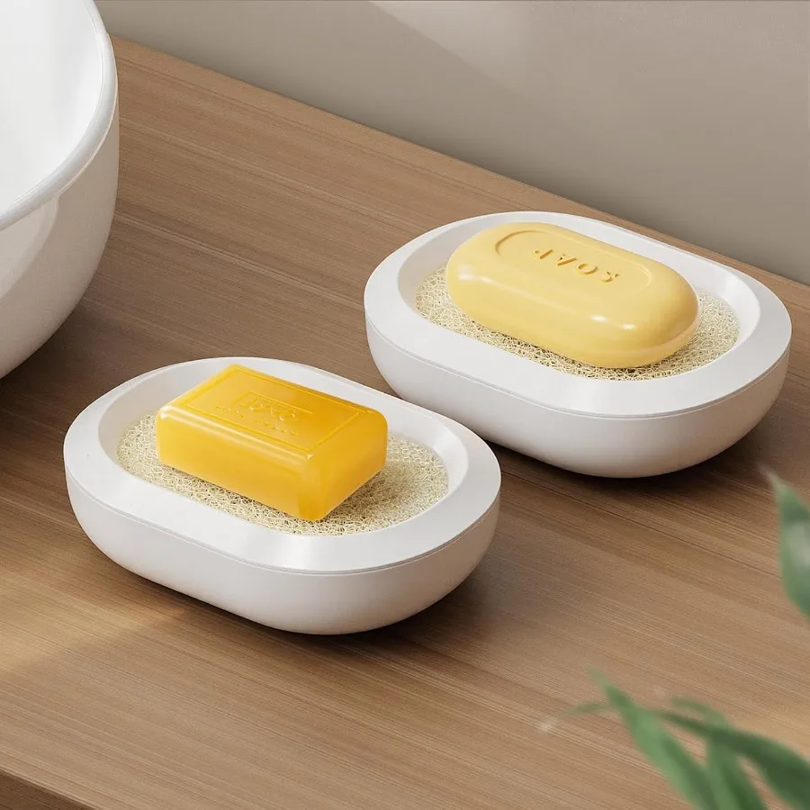 

2 упаковки мыльницы для ванной комнаты, пластиковая мыльница с губкой, держатель для мыльницы, держатель для мыльницы, сухое мыло, легко чистится