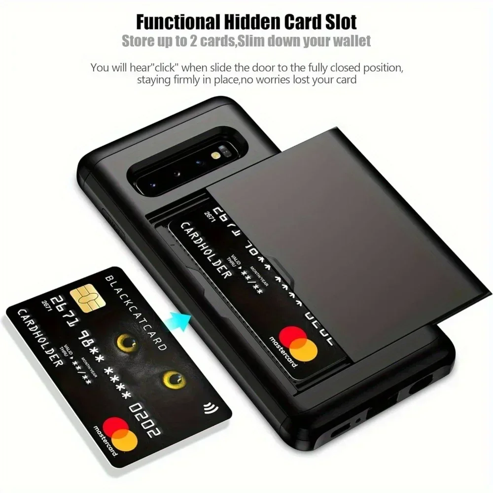 Funda de tarjeta para Samsung S10 + S10 Plus Armor Slide Card Case para Samsung Galaxy S10 S10 + S10plus Coque funda con ranuras para tarjetas
