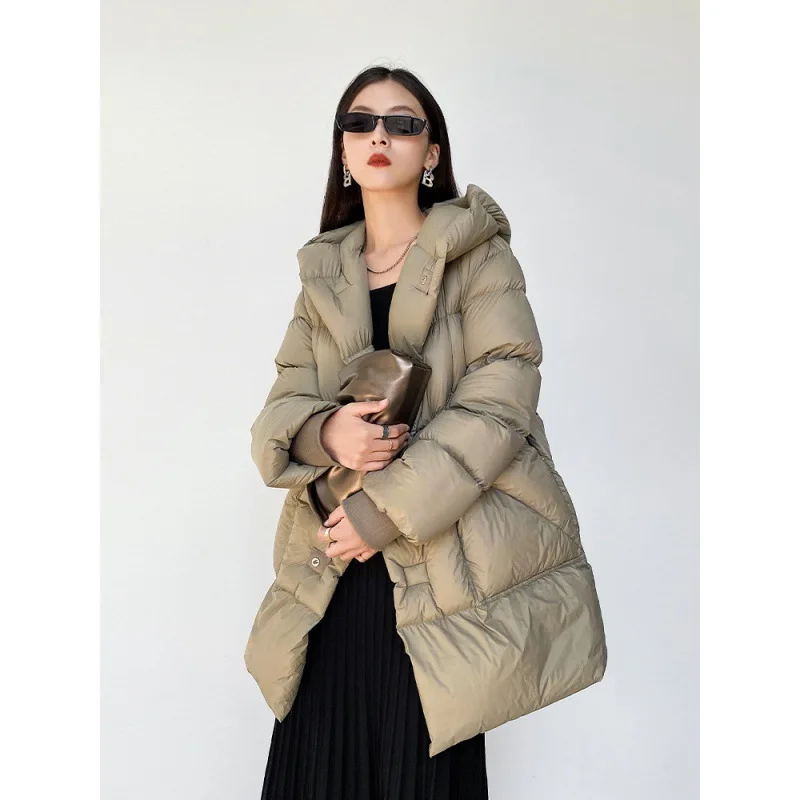 Women\'s Winter Jacket 90% White Duck Down Coat Warm Soft Puffer Jackets Female Hooded Parkas New Female Fashionable Outerwear