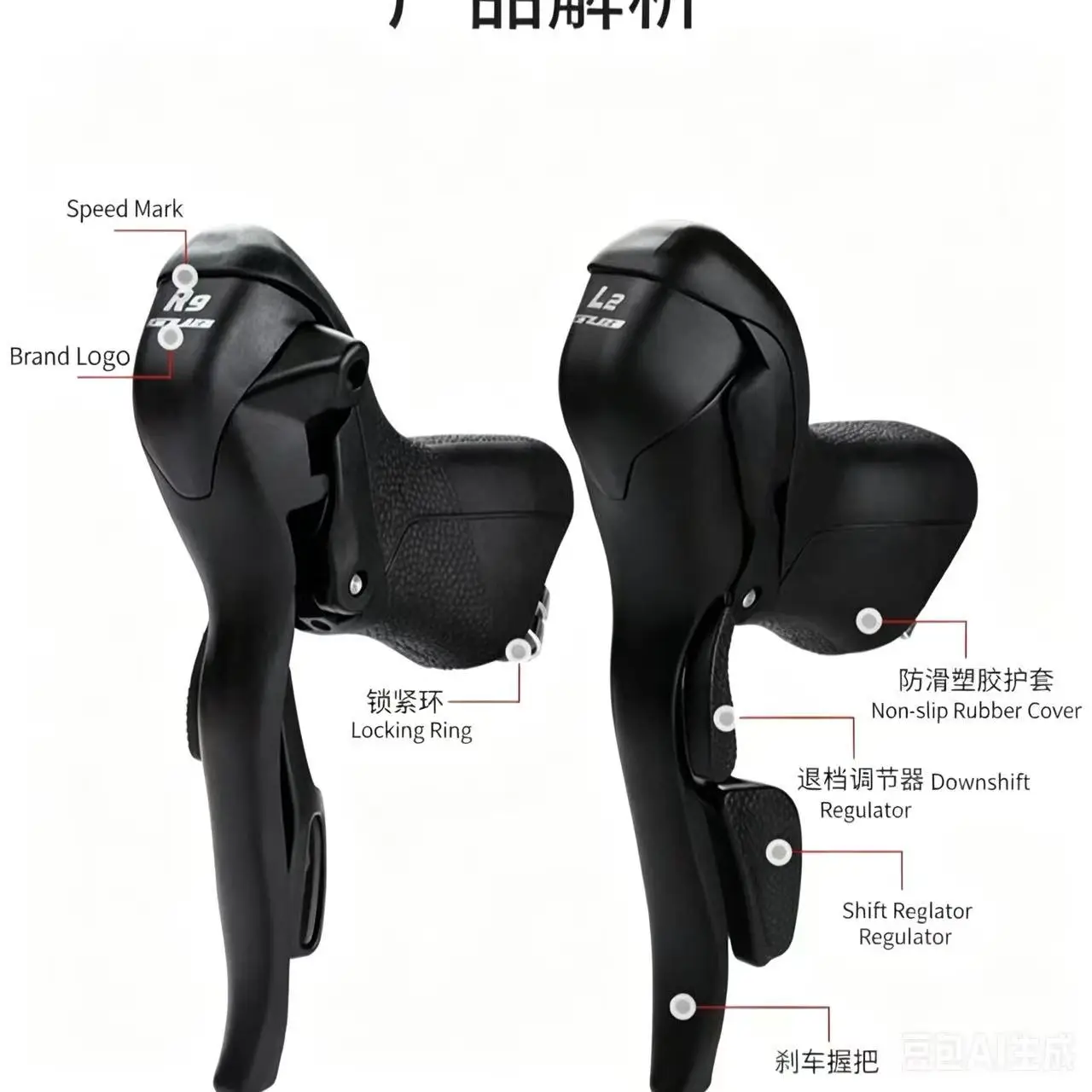 GUB R9 2x9 Speed Road Bike Dual Control Shifters, Integrated Brake & Gear Levers for Drop Bar, Fits Shimano 9 Speed