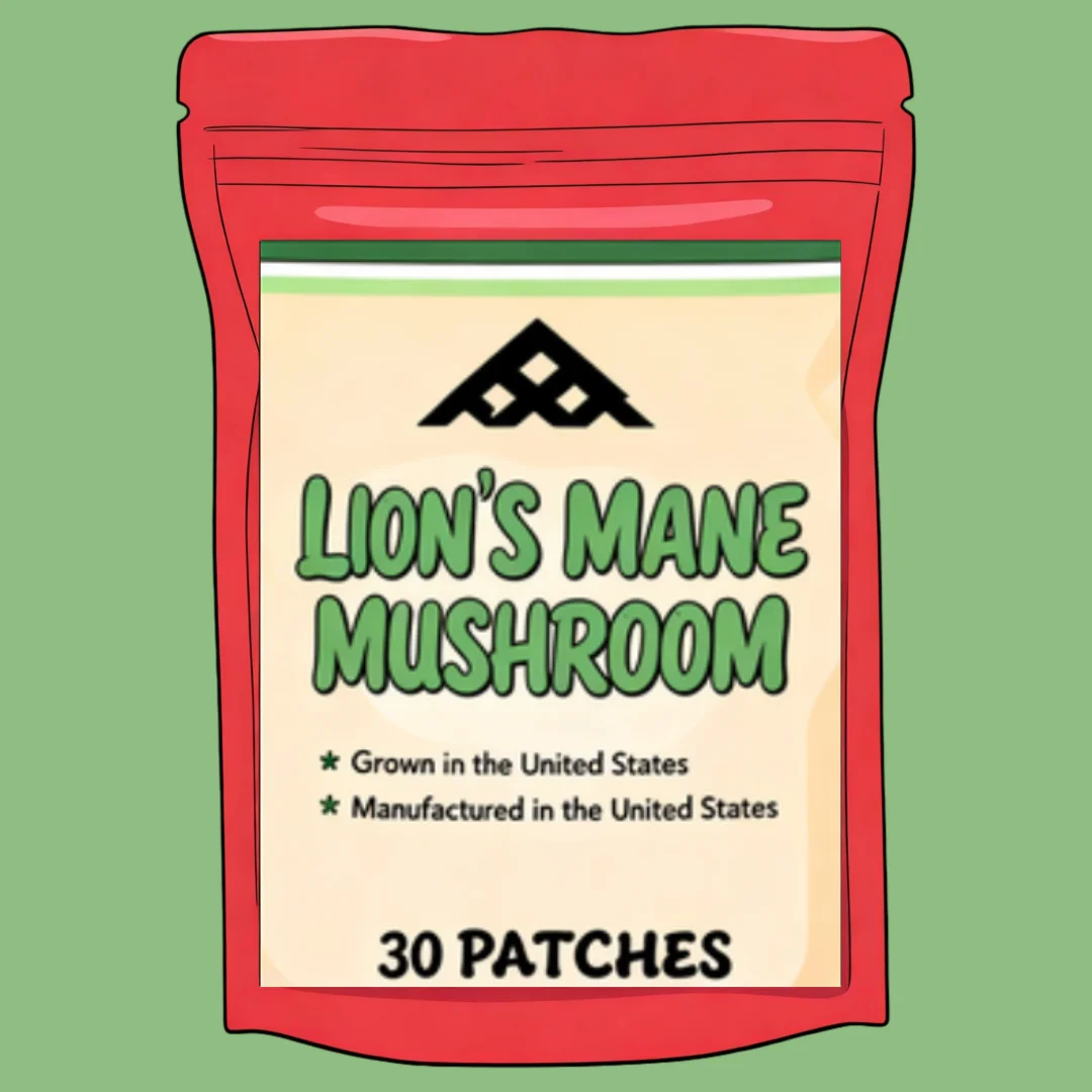 Lions Mane Mushroom Transdermal Patches for Brain Memory, Focus with Cordyceps, Reishi Immune Support 30 Patches