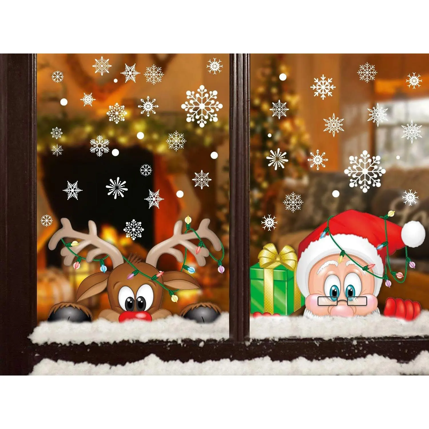 2pcs,Christmas decoration snowflake sticker Santa Claus elk snowman cross-border glass sticker electrostatic sticker