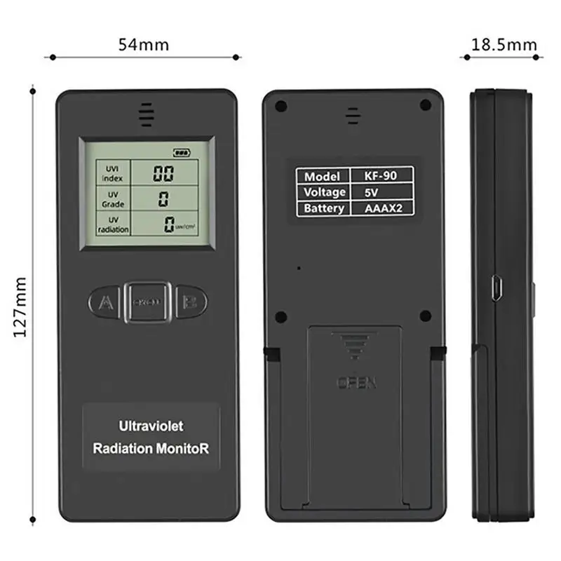 UV Radiation Detector UV UVI Meter Radiometer Tester With Thermometer Display Radiation Digital Detector With Bracket