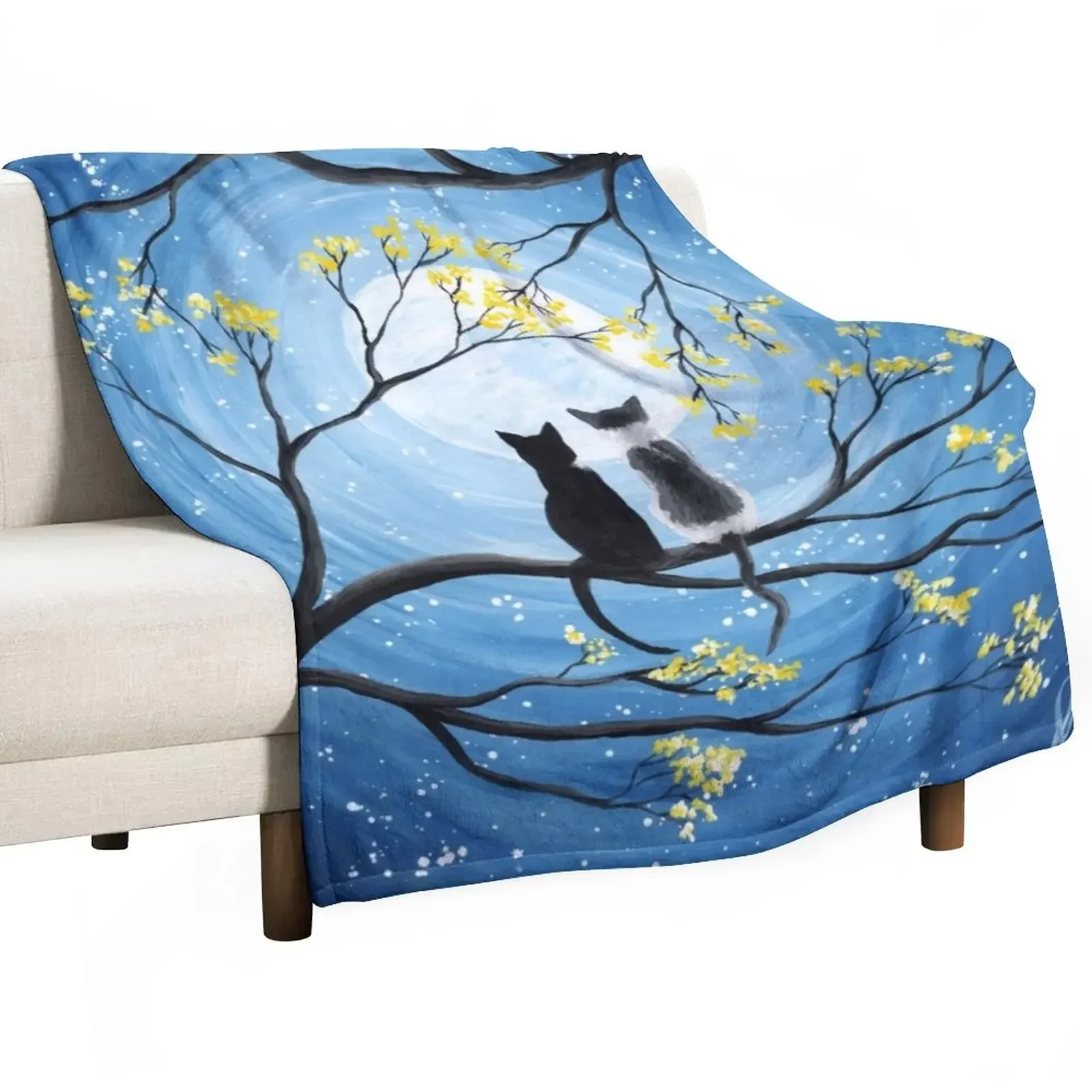 Cats Full Moon Throw Blanket Baby Heavy Bed Fashionable Blankets