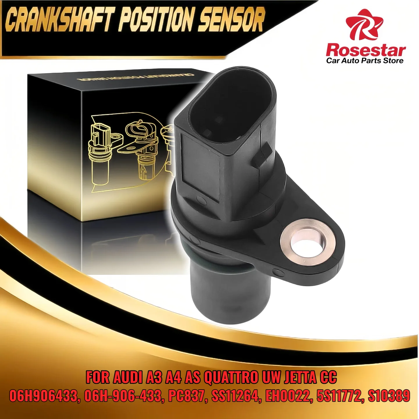 

Engine Crankshaft Position Sensor for Audi A3 A4 A5 Quattro VW Jetta CC Tiguan 06H906433 PC837