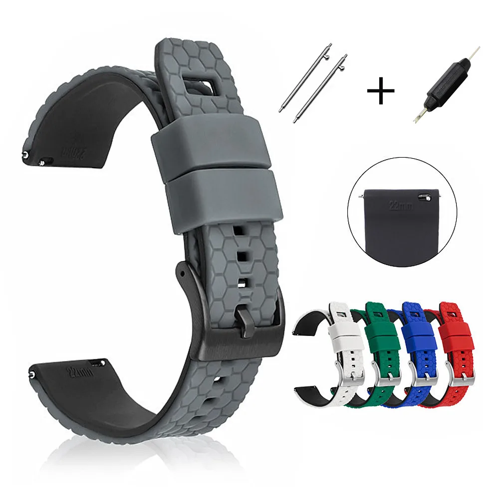 Correa de reloj de goma de silicona resistente al agua, correa de reloj inteligente deportiva de liberación rápida de 20mm y 22mm, correas de reloj universales para hombres y mujeres