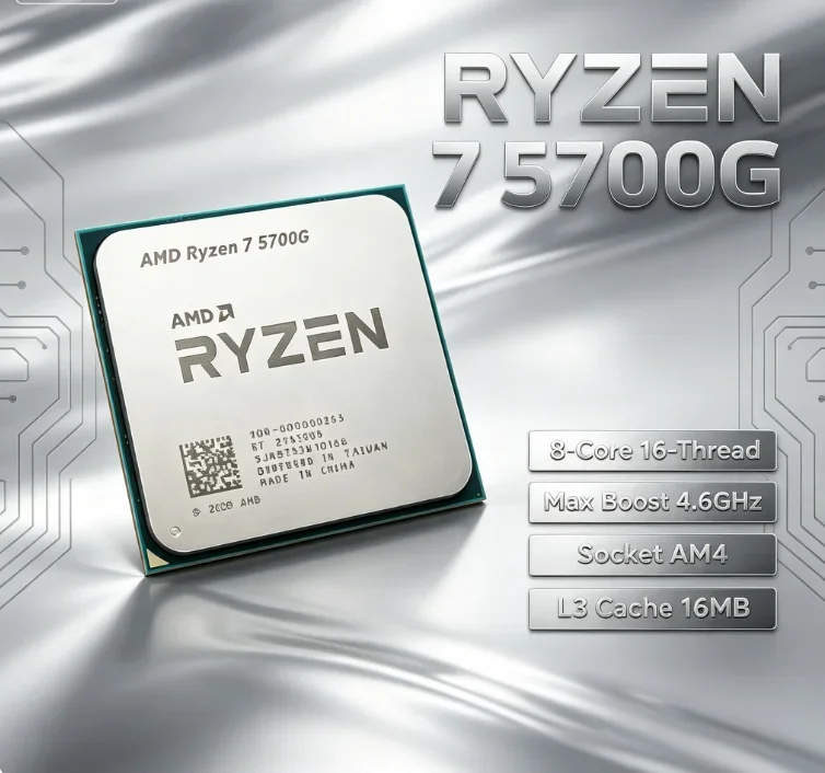 AMD Ryzen 7 5700G R7 5700G Socket AM4 Desktop CPU With Integrated Graphics 8 Core 16 Thread 4.6GHz 16MB L3 Cache Brand New