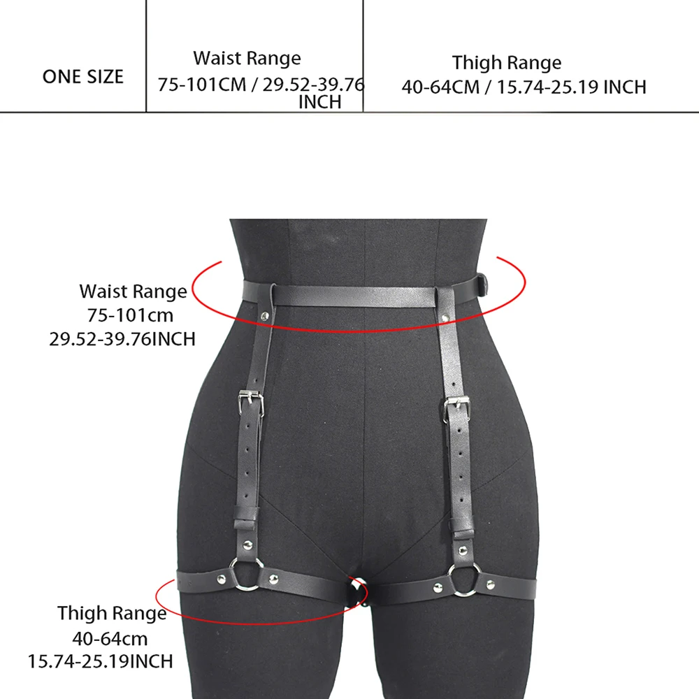 بولي Harness الجلود تسخير للنساء ، ديكور رصع قابل للتعديل ، الفخذ الرباط حزام ، تسخير القوطية ، عبودية الملابس الداخلية ، تسخير الساق ، والأزياء