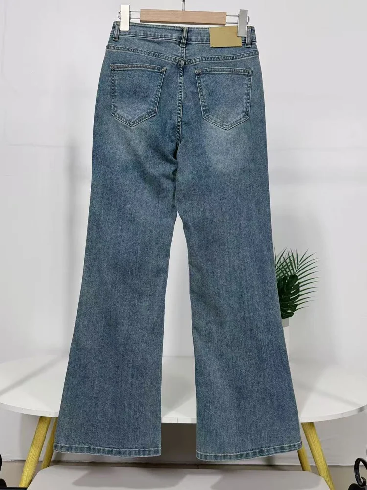 Faionable cintura alta emagrecimento micro queimado jeans feminino fino ajuste casco calças primavera novo sle longo na moda denim